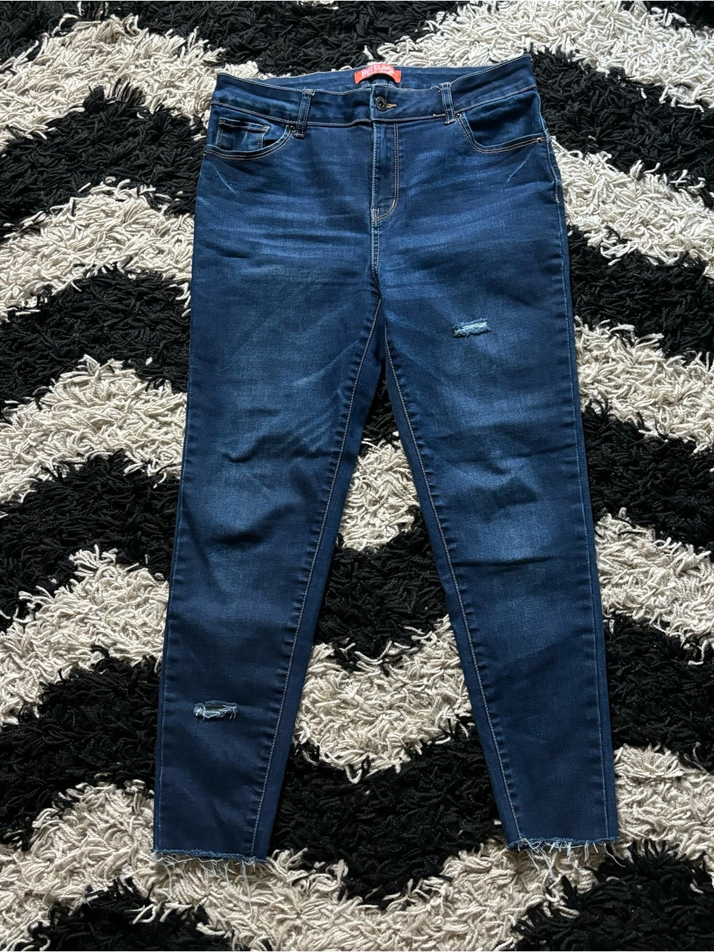 Butt I Love You Wax Jean Dark Wash Denim Skinny Distressed Ankle Jeans